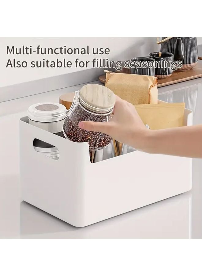 White 7pcs Heavy Duty Plastic Storage Bins Stackable Organizers With Handles - Image 5